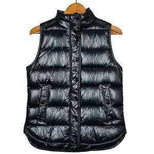 J Crew Full Zip Puffer Down Vest Sleeveless Black Casual - XS
